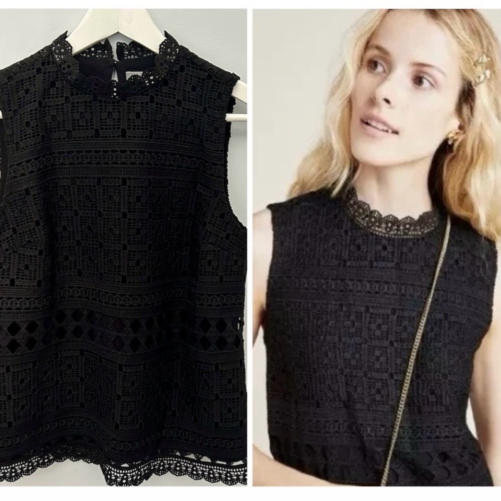 Anthroplogie Daniel Rainn Black Lace Sleeveless Top, Size XS, NWT